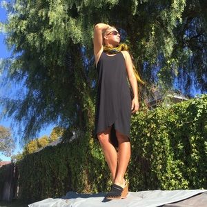 Black Razor Back Mid Length Dress