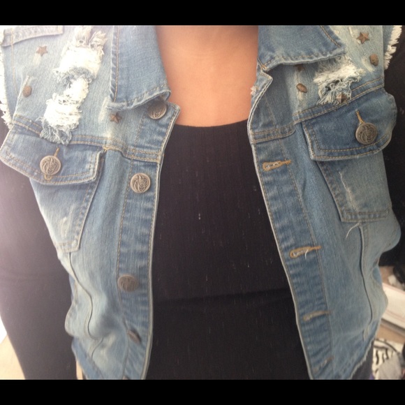 Distressed Denim Vest