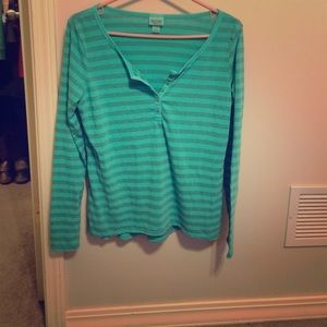 Size large teal striped Mossimo long sleeve tee