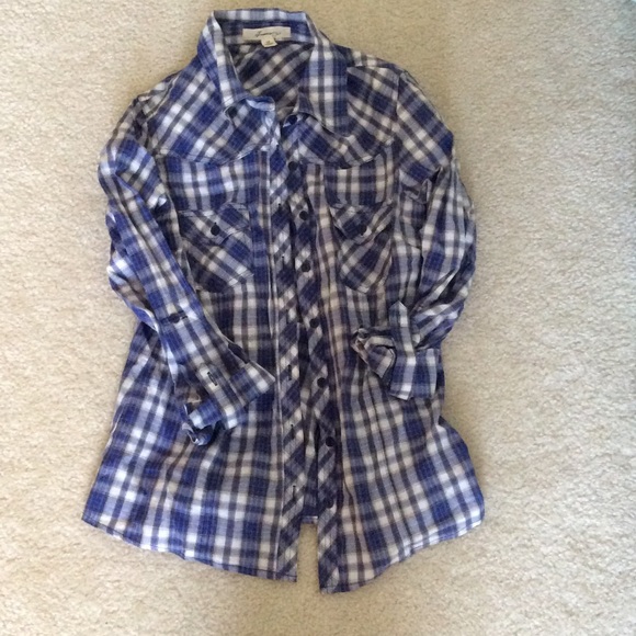 **sold** Forever 21 blue plaid shirt