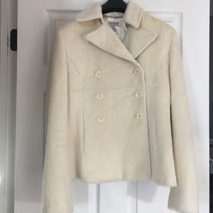 Guess White Alpaca Fur Peacoat
