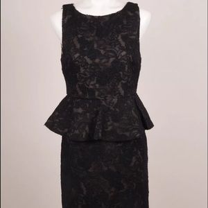 Alice + Olivia Black Lace Peplum Dress
