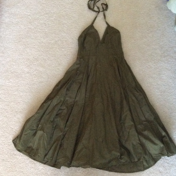 Olive green halter dress, size 4