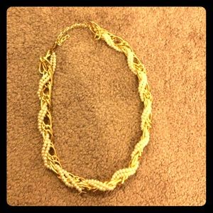 Gold and pearl adjustable necklace