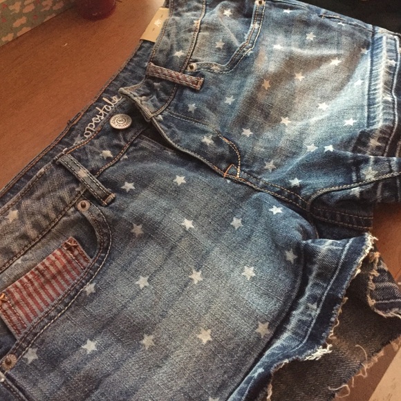 American Flag jean shorts