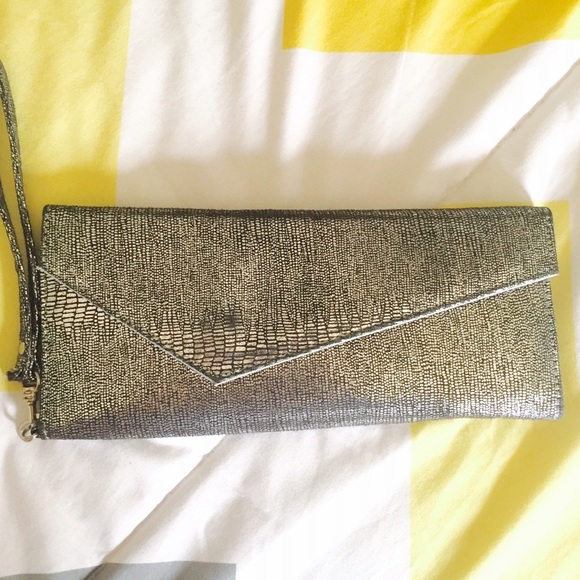 Silver metallic clutch