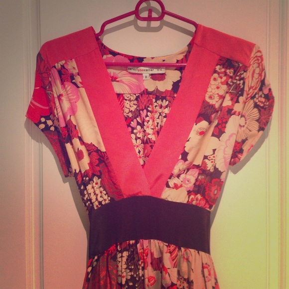 Tie/back empire waist, deep v dress