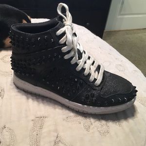 Black Sparkle Studded High Tops