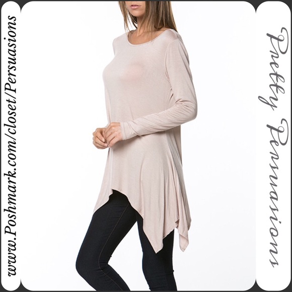 SOLD OUT Blush Shark Bite Hem Long Sleeve Tunic - Picture 2 of 4
