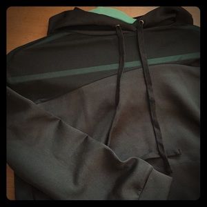 Black hoodie with mesh detailing at top