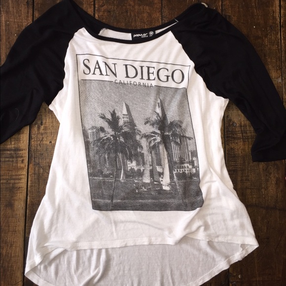 San Diego High-Low Baseball Tee size medium