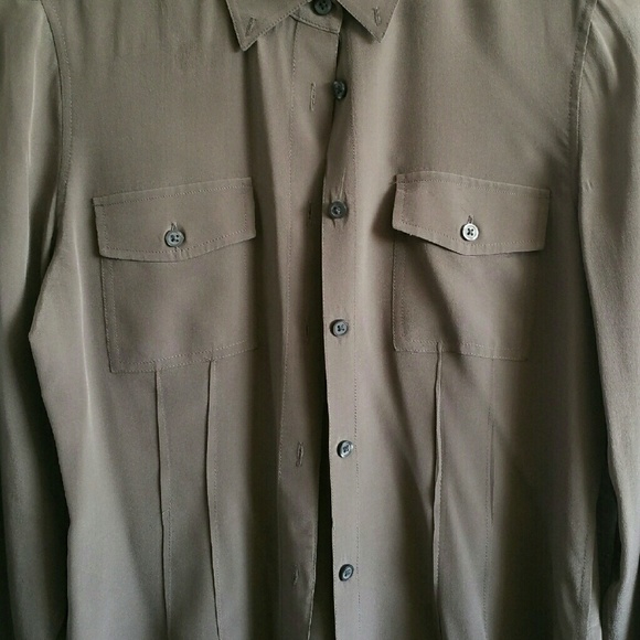 100% Silk Taupe Blouse - Picture 2 of 3