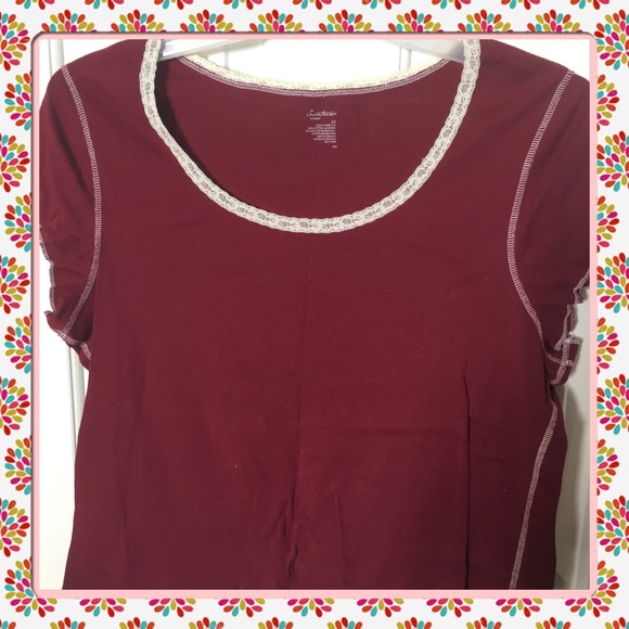 Burgundy and lace top