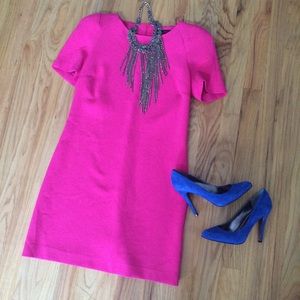 ZARA WOMAN hot pink fuchsia shift dress SMALL 🎀