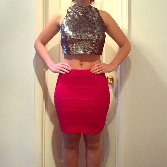 BCBG Red Bandage Mini Skirt
