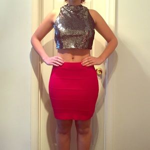 BCBG Red Bandage Mini Skirt