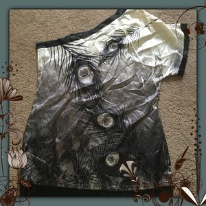 Peacock one shoulder peek a boo dress