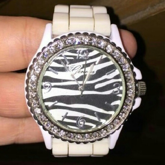a white zebra watch