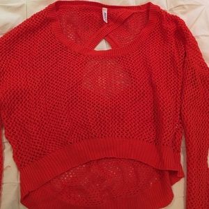 Red crochet RVCA top