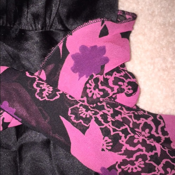 Black Satin Bebe Tank Top with Pink Bow - Picture 3 of 4