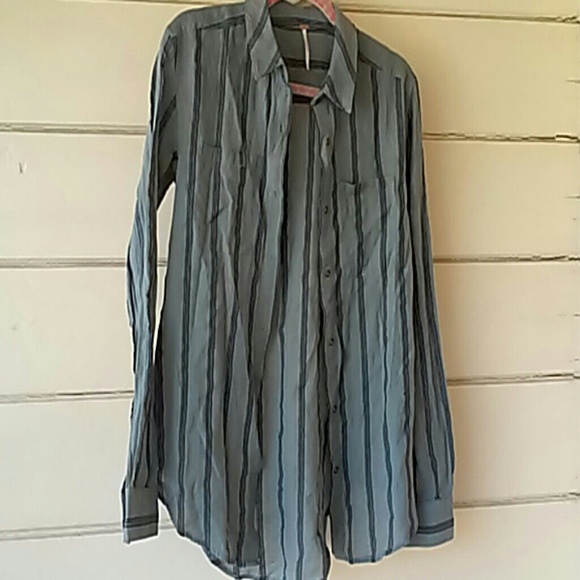Free people fatigue striped button shirt