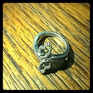 Silver ring with diamonds