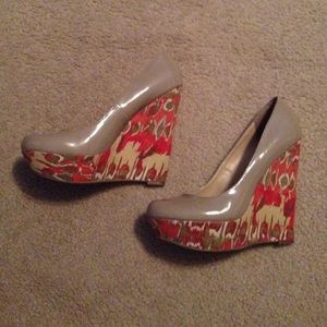 Steve Madden Patent Leather Canvas Wedges