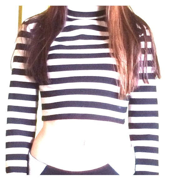 Tan with black stripes crop top.