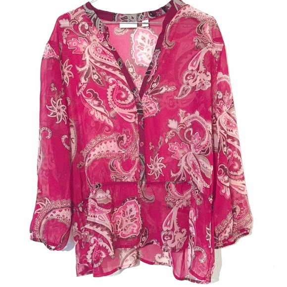 NY&C Sheer Patterned Blouse - Picture 1 of 4