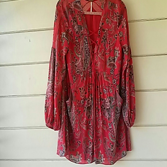 Free people lace up chiffon dress