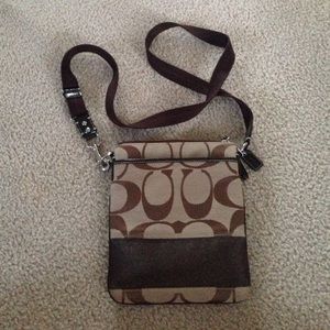 Chocolate Brown Monogrammed Coach Slingbag