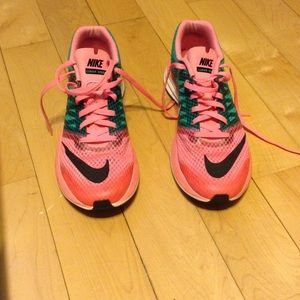 Pink and Green Nike Lunar Speed