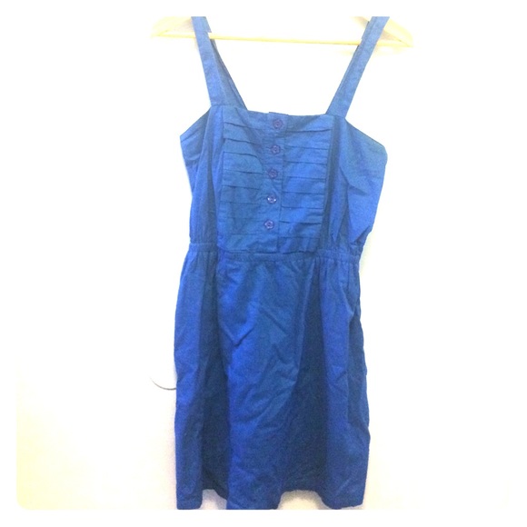 SALE Rich Blue Summer Dress with flower buttons