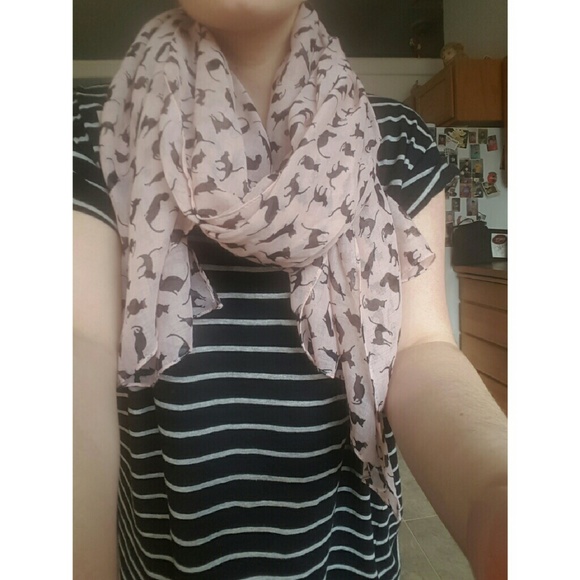 Light Scarf with Cat Print
