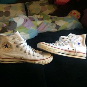All white High top converse