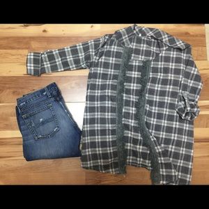 Plaid Crochet Trim Cardigan