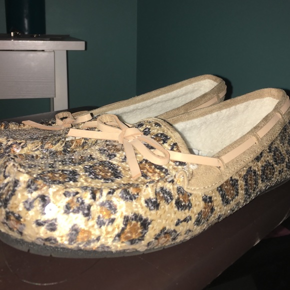 Leopard Sequined Moccasins