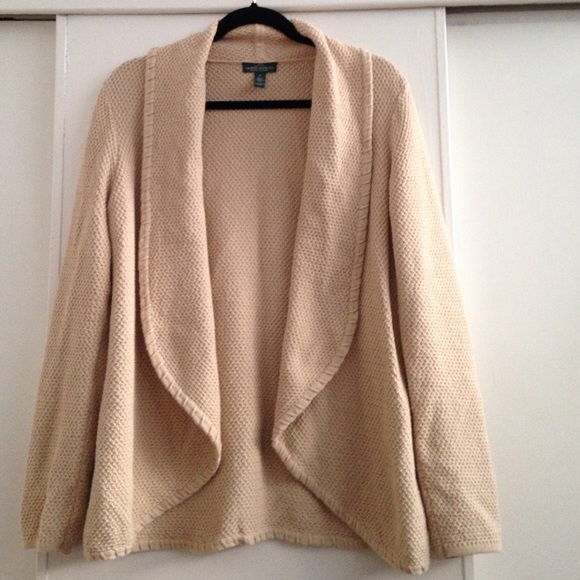 Ralph Lauren beige open front cardigan sweater m/l