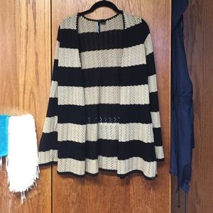 Beige and Black Long Sleeve Sweater