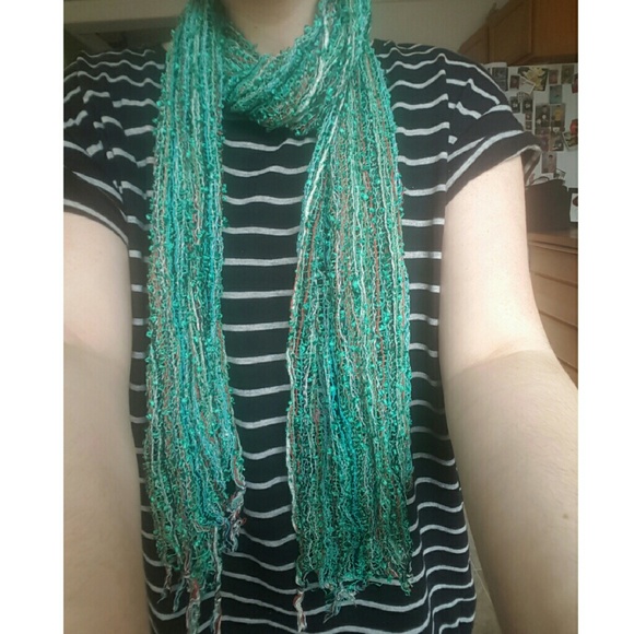 Teal Skinny Scarf