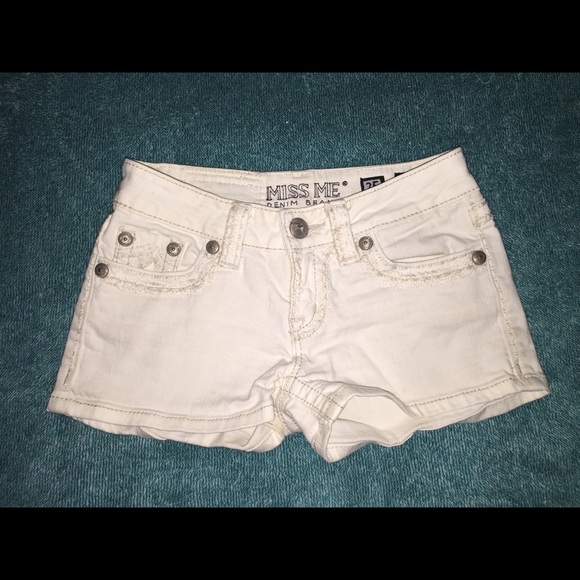 White Miss Me short shorts