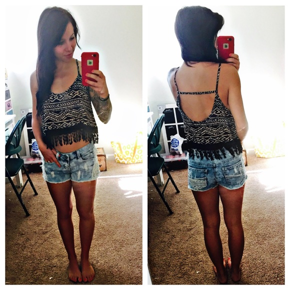 Boutique Tops - Wild Aztec Crochet Crop Top
