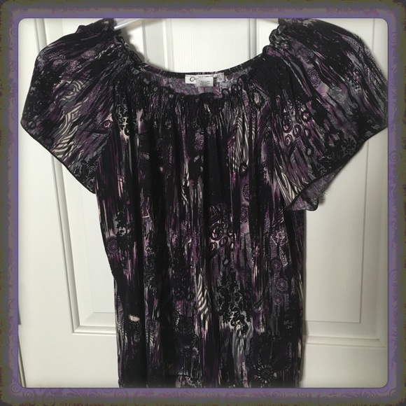 Purple, black & grey top