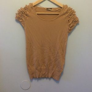 SALE Ruffle Sleeve Camel Top
