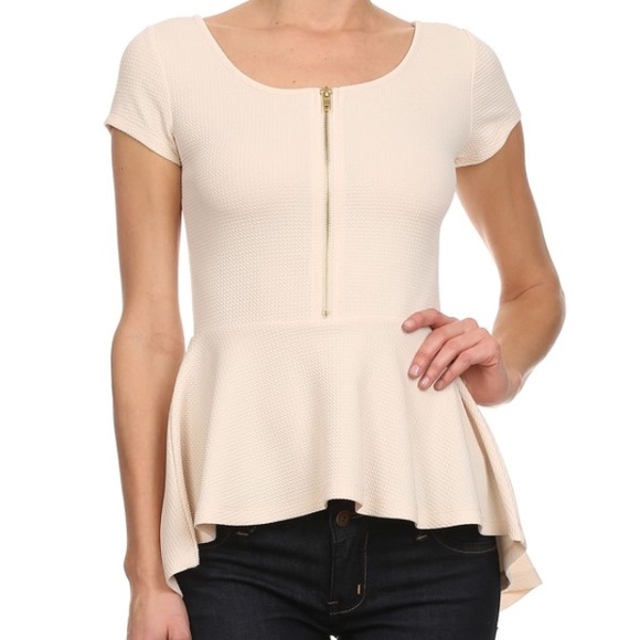 Mint high low peplum zippered top - Picture 2 of 3