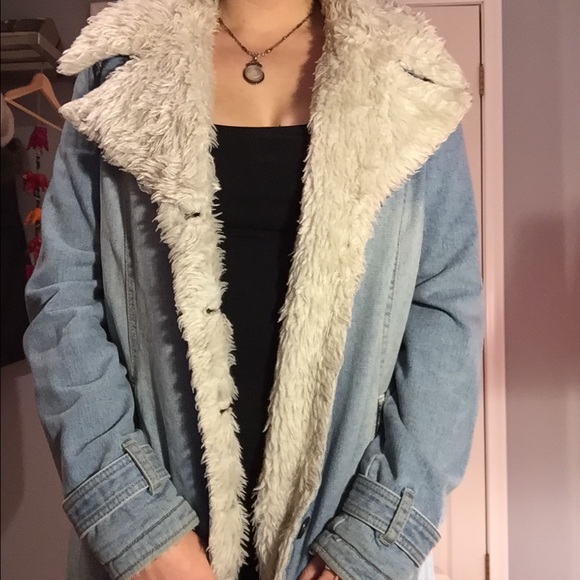 Free People Denim and Sherpa Jacket
