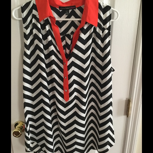 Cute orange, black, white top.