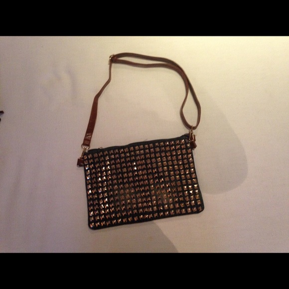 Studded Denim clutch/cross body or Reg bag