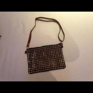 Studded Denim clutch/cross body or Reg bag