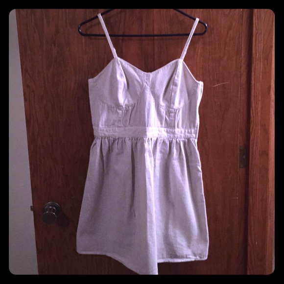 Gray and white striped dress